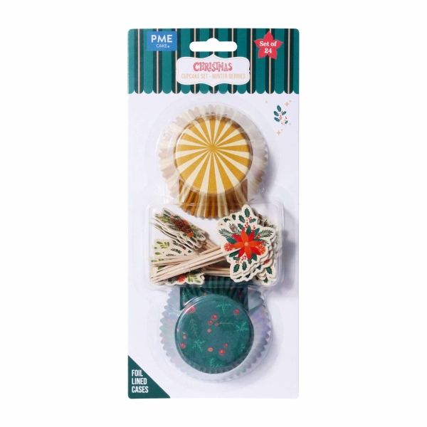 Christmas Cupcake & Topper Set of 24 - Winter Berries